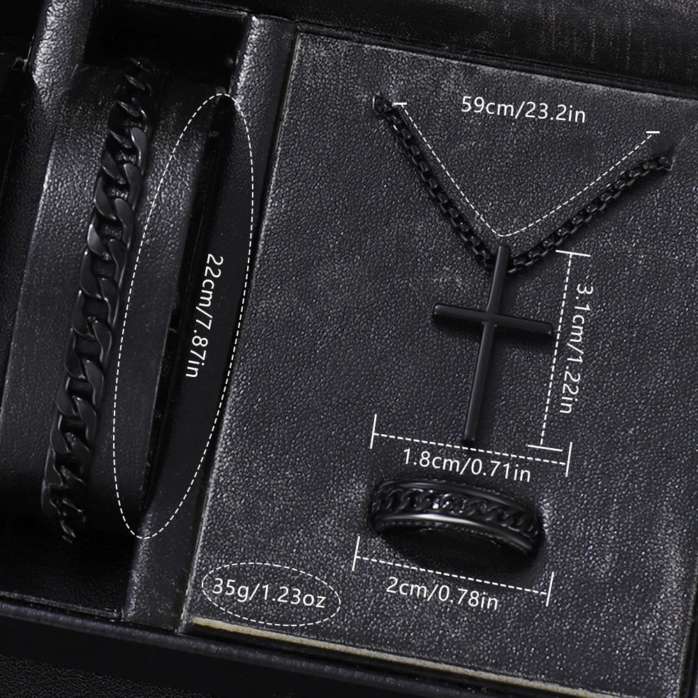 Aura Noir™ Men’s Black Luxury Watch & Bracelet Set