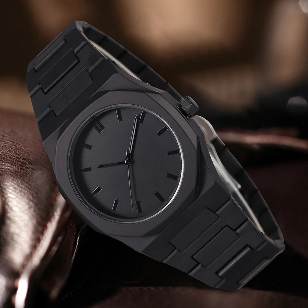 Aura Noir™ Men’s Black Luxury Watch & Bracelet Set