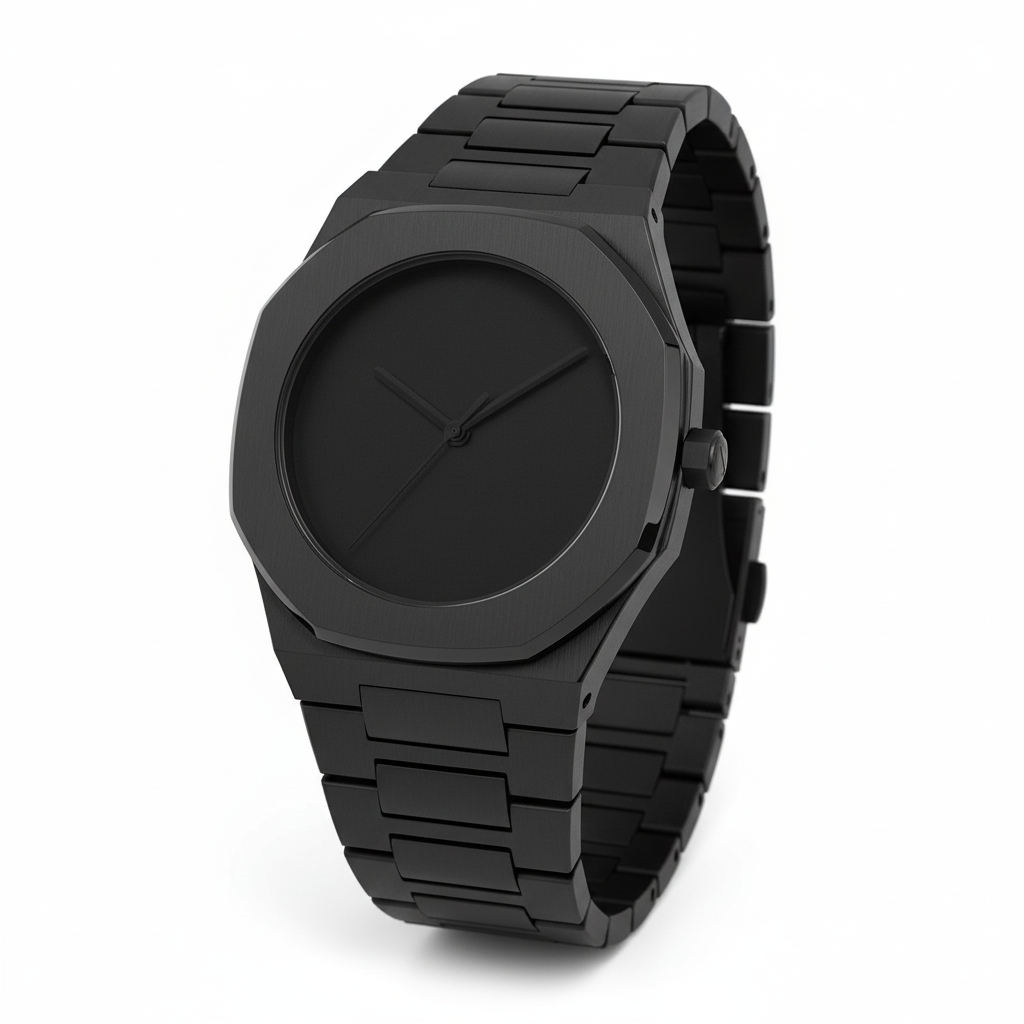 High-quality black minimalist watch